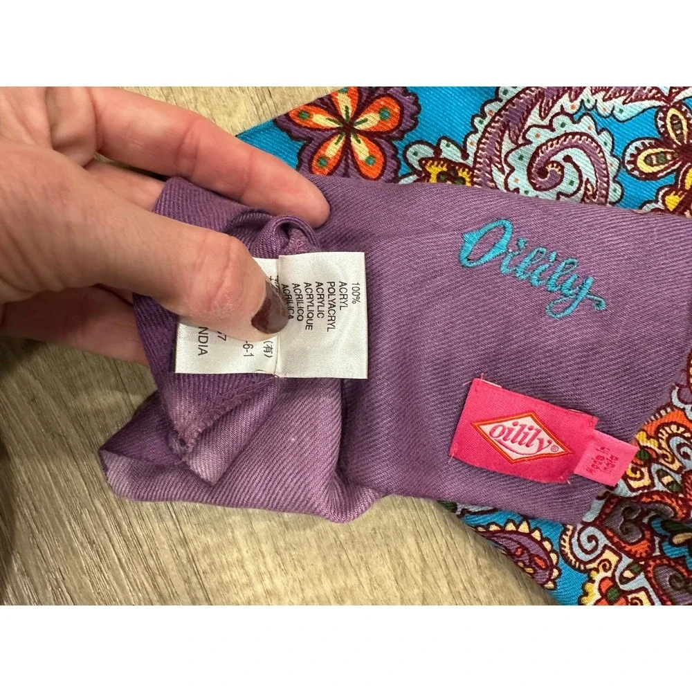 Olly Tana Scarf Purple Paisley Boho Print‎ Acrylic Women's